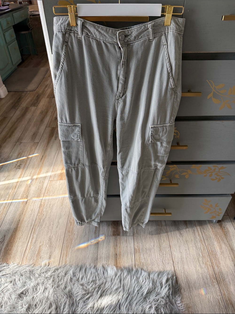 Joe's Jeans Light Gray Cargo Pants with Elastic Cuffs